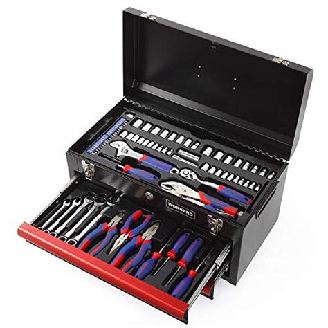 workpro 76-pc large tool kit with heavy duty metal box|work pro mechanics tool kit.